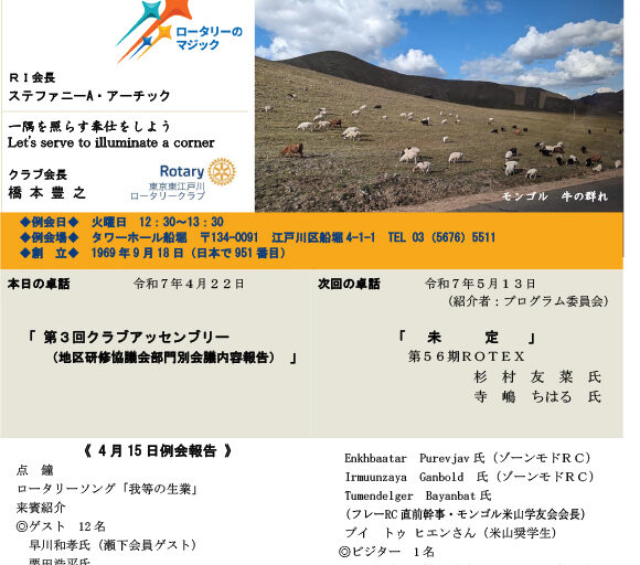 2025年4月22日　週報